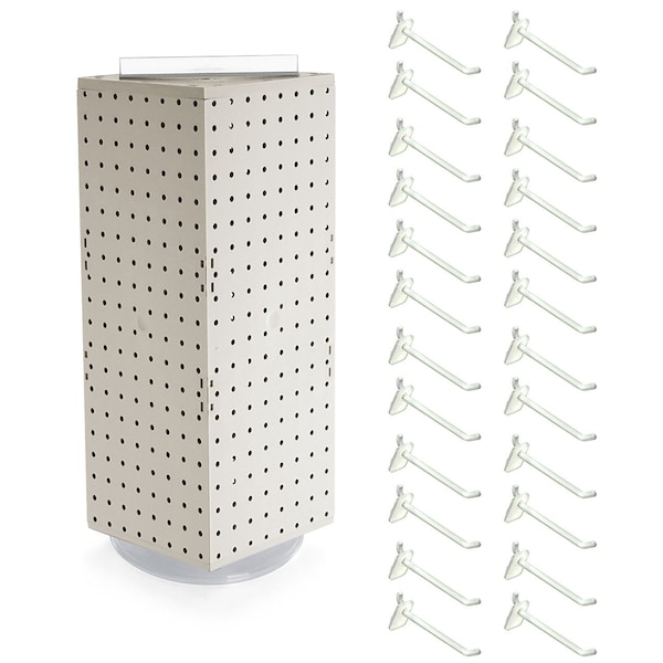 Four-Sided Revolving 8''W x 20''H Pegboard Counter Display w/24 4'' Hooks